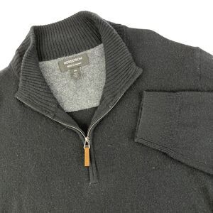 Mens Nordstrom 1/4 Zip Pullover Sweater Size 2XL Black 100% Cashmere